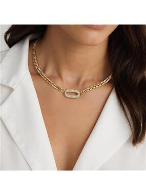 Chunky Gold Herringbone Style Necklace